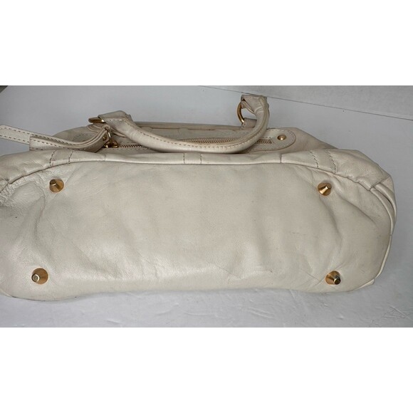 Rare Y2K Isabella Fiore  Leather Handbag Satchel Cream Ruffle Detail Gorgeous - Picture 14 of 14